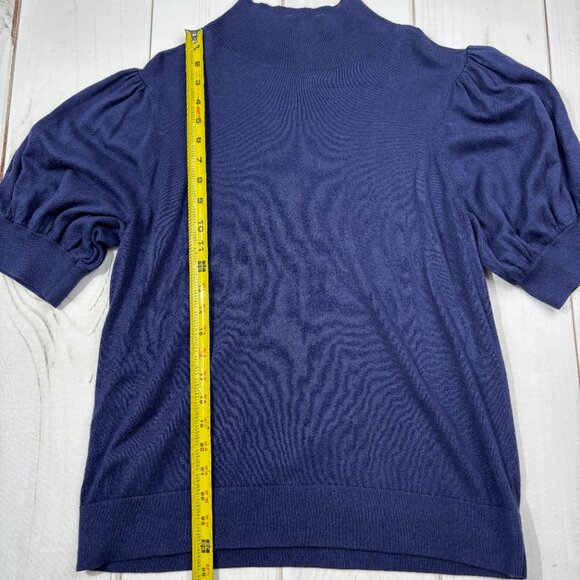 Puff Balloon Sleeve Halogen Navy Blue Short Sleeve Sweater Nordstrom XL Mock - Picture 7 of 13